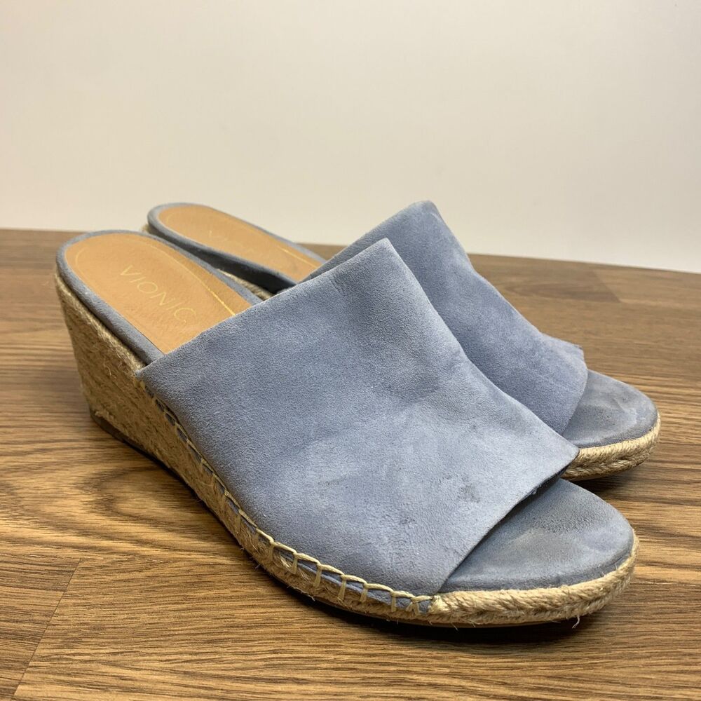 VIONIC Women's TULUM KADYN Espadrille Wedge Slide Sandals Size 10 Blue